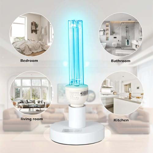 25 Watts UVC Sanitizer Lamp Ozone Free UVC Light Bulb with Base and 3