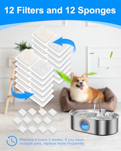 24 Dog Water Fountain Filters Compatible with ECOCONUT 3.4Gal (24 Count)