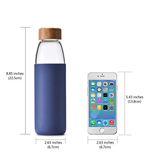 18 Oz Borosilicate Glass Water Bottles with Bamboo Lid