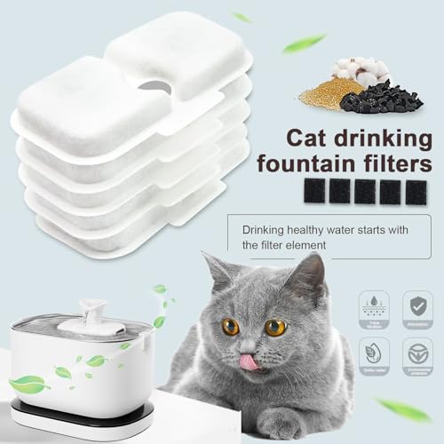8 Packs Replacement Filters and 8 Pack of Sponges Compatible with PETLIBRO Capsule Pet Water Fountain PLWF005 (8 Count)
