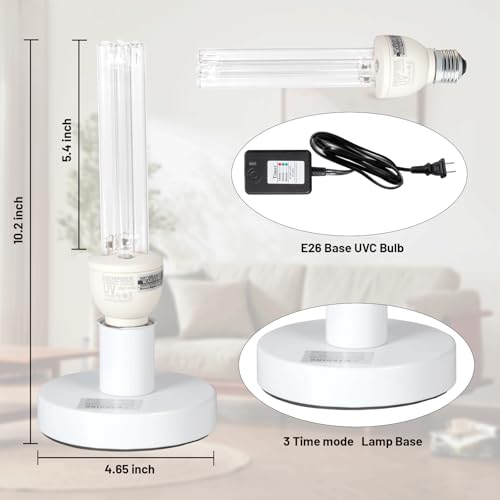 25 Watts UVC Sanitizer Lamp Ozone Free UVC Light Bulb with Base and 3