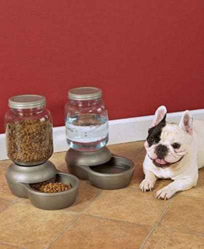 Petmate Mason Inspired Replendish Gravity Waterer, Water Dispenser for Dogs and Cats, 1 Gallon Silver, Made in USA