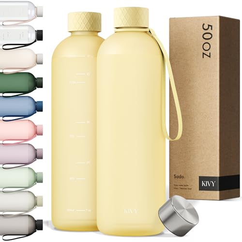 Large Water Bottle 50oz [Lightweight & Shatterproof] Fits Backpack & Cupholder for Travel
