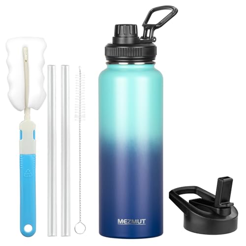 40oz Large Metal Sports Insulated Water Bottle with 2 Lids