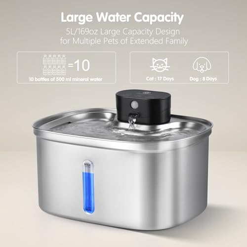 Wireless Cat Water Fountain Stainless Steel (169 Fl Oz)