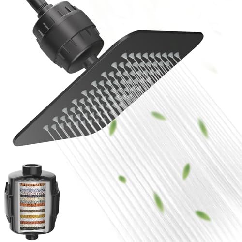 8'' High Pressure Filtered Shower Head Combo 20 Stage Shower Filter for Hard Water