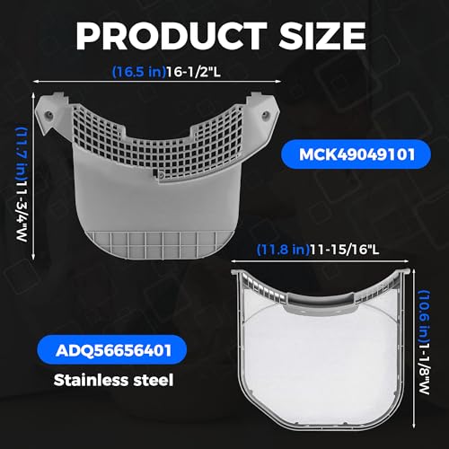 ADQ56656401 Dryer Lint Filter Stainless Steel Mesh With MCK49049101 Lint Trap Cover Housing For LG & Kenmore Dryer Lint Screen Replacement