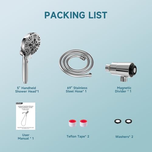 5" Filtered Handheld Shower Head with 10 Spray Modes