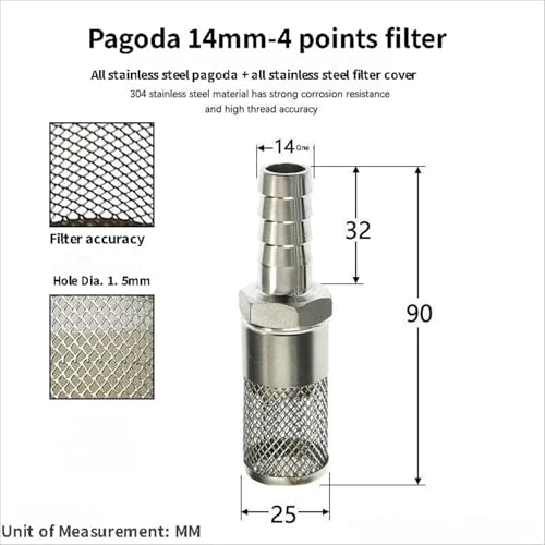 304 Stainless Steel Water Pump Filter Hose End Strainer Barbed Inline Mesh Screen