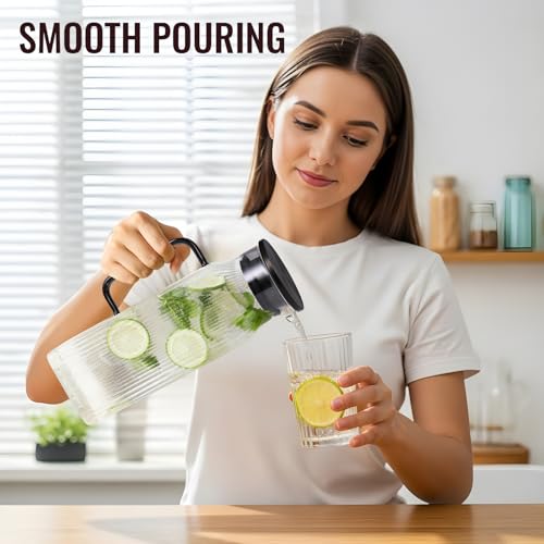 2 Liter 68 oz Square Glass Pitcher with Lid