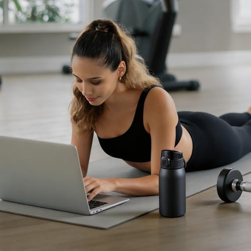 Insulated Water Bottle 12 oz with Dustproof Lid