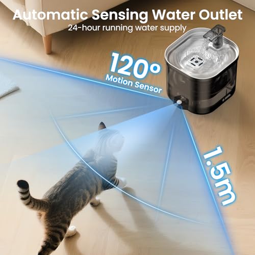 Wireless Cat Water Fountain Cordless with External Pump