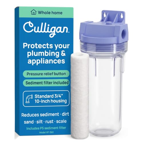 HF-360A/HF-360B Whole House Water Filter Housing Clear – 3/4" Inlet/Outlet, Standard Duty, Sediment Water Filtration for Home Plumbing & Appliances, NSF Certified