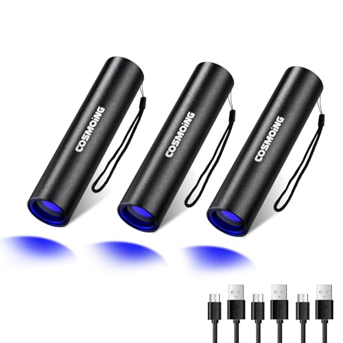 UV Flashlight USB Rechargeable (3 Count)