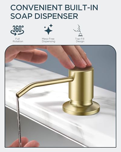 Gold Kitchen Faucet with Soap Dispenser