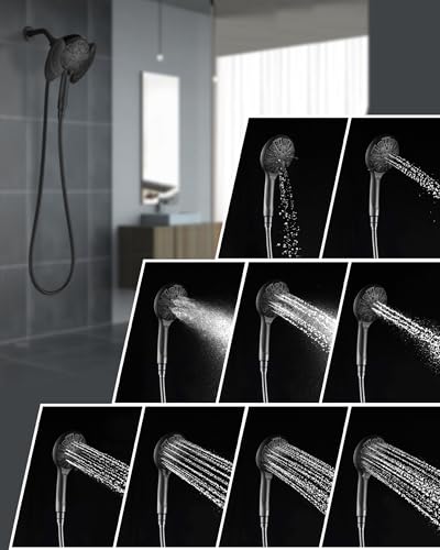 2 in 1 Shower Head with Handheld Combo High Pressure Black 2.5 GPM (2 Count)