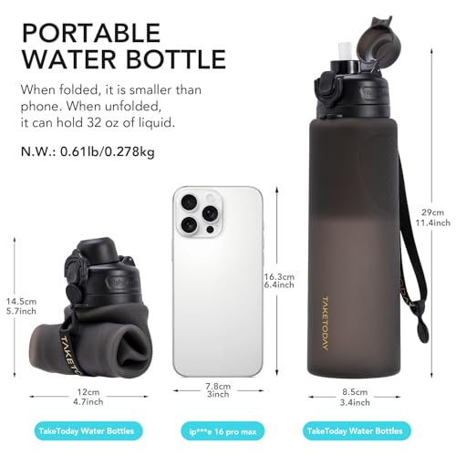 Collapsible Water Bottles with Straw for Travel