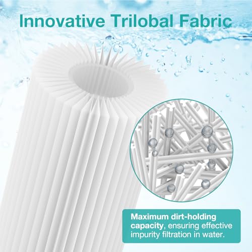 10"x2.5" Pleated Polyester Sediment Water Filter Replacement Cartridge 5 Micron Whole House Pre (4 Count)