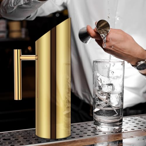 3 Pack 53oz 1.5l Stainless Steel Water Pitcher Modern Metal Pitcher with Ice Guard Gold Carafe Drink with Handle or Iced Hot Drink Tea Juice Coffee Beer (3 Count)
