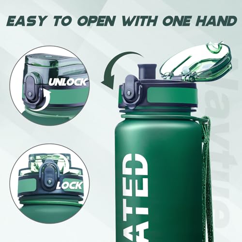 Water Bottle 32 oz Motivational Time Marker Tritan Bottle
