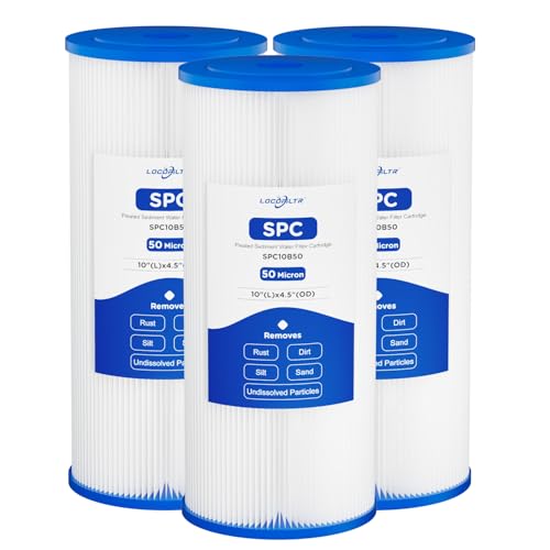 50 Micron 10" x 4.5" Pleated Sediment Well Water Filter Cartridge (3 Count)