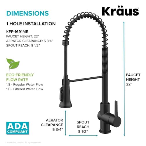 Britt 2-in-1 Commercial Style Pull-Down Single Handle Water Filter Kitchen Faucet for Reverse Osmosis or Water Filtration System in Matte Black, KFF-1691MB