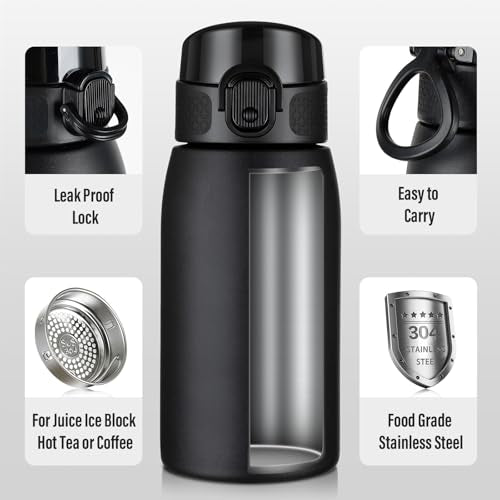 Insulated Water Bottle 12 oz with Dustproof Lid