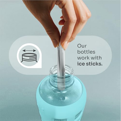 40oz / 32oz / 22oz / 12oz Borosilicate Glass Water Bottle with Time & Volume Markers, Silicone Sleeve, Stainless Steel Lid | Reusable Glass Bottle for Water & Juice (32oz Glow-in-the-Dark)