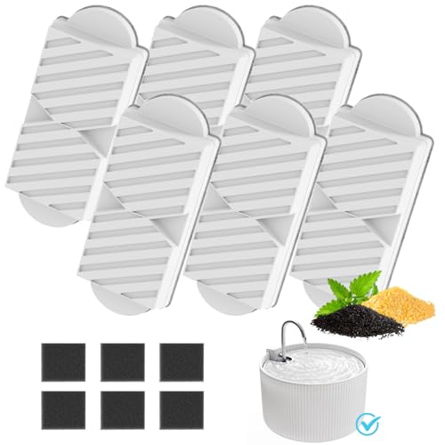 6 Pack Roman Column Style Ceramic Cat Fountain Filter (12 Count)