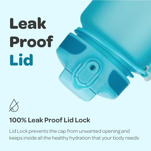 Motivational Water Bottle with Time Marker and Straw Lid 32 oz