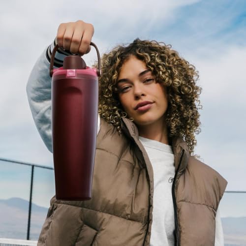 FreeSip Sway Stainless Steel Water Bottle 30 oz Black Cherry