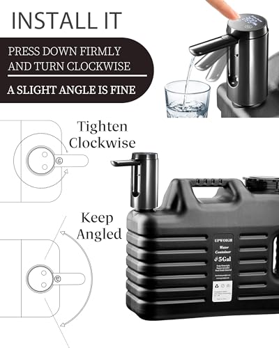 5 Gallon Water Jug with Rechargeable Touch Pump