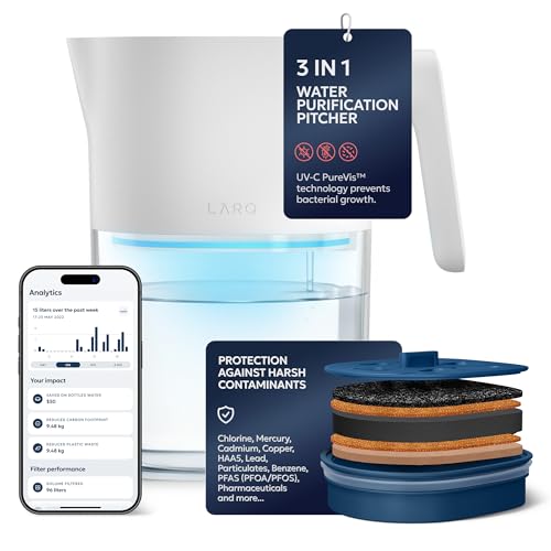 PureVis 3-in-1 Smart Water Filter Pitcher with UV-C Purifier and App