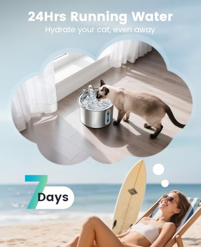 2L Stainless Steel Cat Water Fountain with Snap