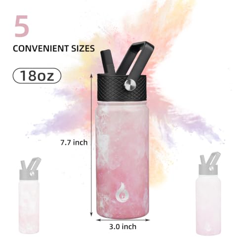 18oz Insulated Water Bottle with Straw Lid