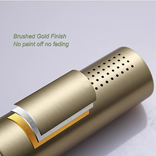 Brushed Gold Shower Head 2 in 1 Function High Pressure 7 inch Hand Held Shower Head Dual Modes High Flow Shower Wand with 59 inch Hose and Shower Bracket