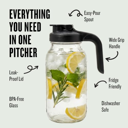 64 oz Mason Jar Glass Pitcher With Lid