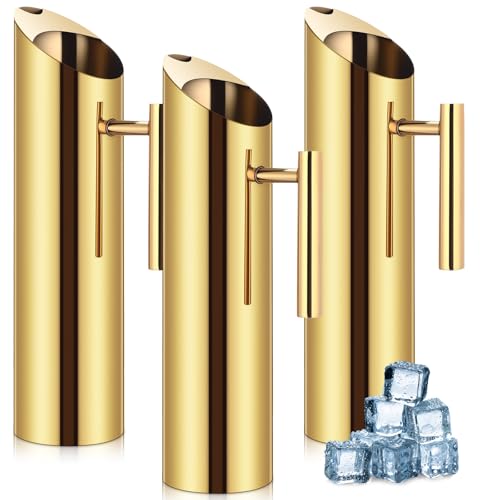 3 Pack 70oz 2l Stainless Steel Water Pitcher Modern Metal Pitcher with Ice Guard Silver Carafe Drink with Handle or Iced Hot Drink Tea Juice Coffee Beer (3 Count)