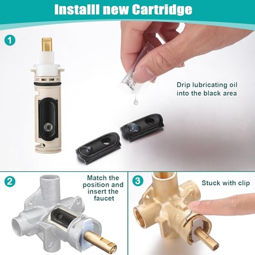 3 Pack 1222 Replacement Cartridge Compatible with Moen with Puller (3 Count)