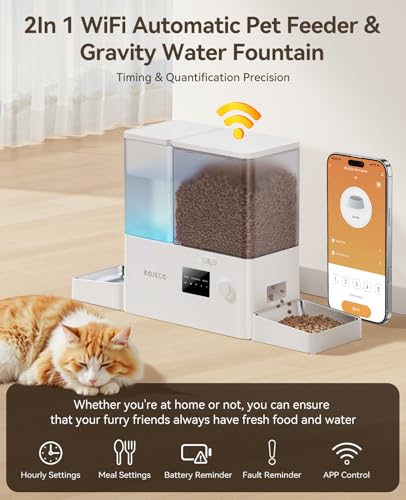 2-in-1 Automatic Cat Feeder & Water Dispenser,WiFi Control Feeding