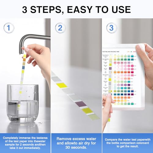 16-in-1 Drinking Water Test Strips, 50 PCS - Home Testing Kit for Tap & Well Water | Lead, Nitrate, Chlorine, Iron, Manganese, pH, Hardness, Mercury, Fluoride Detection (50 Count)