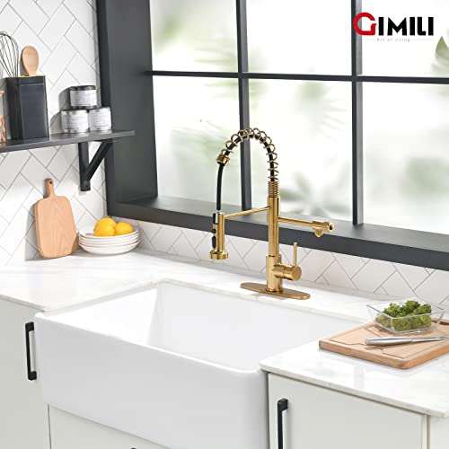 Brushed Gold Drinking Water Faucet 3 in1 Commercial Style Pull