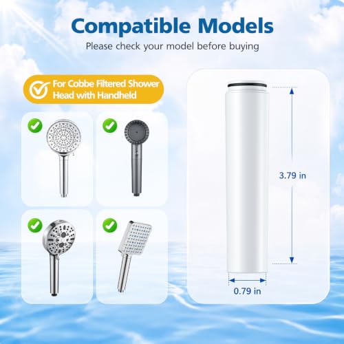 Upgraded Shower Filter Compatible with Cobbe Handheld Shower Head (4 Count)