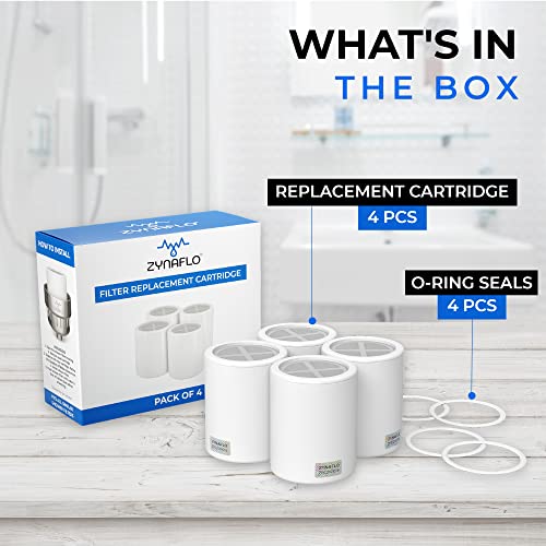 4 Pack] ZYNAFLO Shower Filter Replacement Cartridge (4 Count)