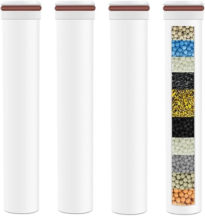 Muvzeznli replacement shower filter cartridge compatible with Fitespot filtered handheld shower head, multi-stage shower filter for hard water (4Pack)