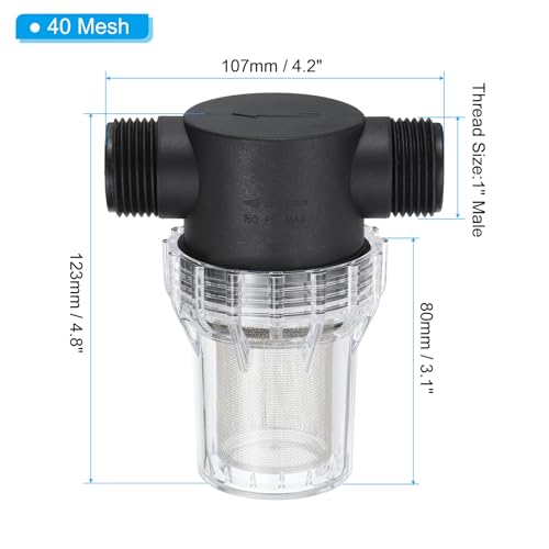 1" Male in Line Strainer Water Pump Filter with 40 Mesh