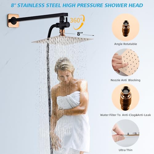 Shower Head Combo Matte Black and Rose Gold