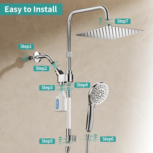 Chrome Filtered Rainfall Shower Head with Handheld