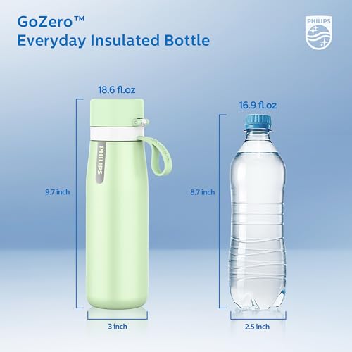 Filtered Water Bottle Stainless Steel Keeps Cold 18.6oz Green