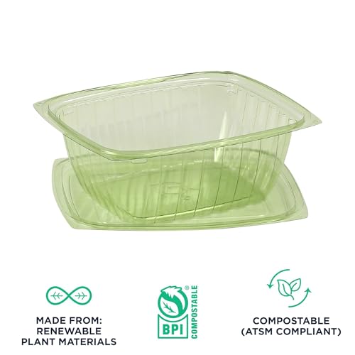 Compostable 32oz Rectangular Deli Containers With Lids (200 Count)